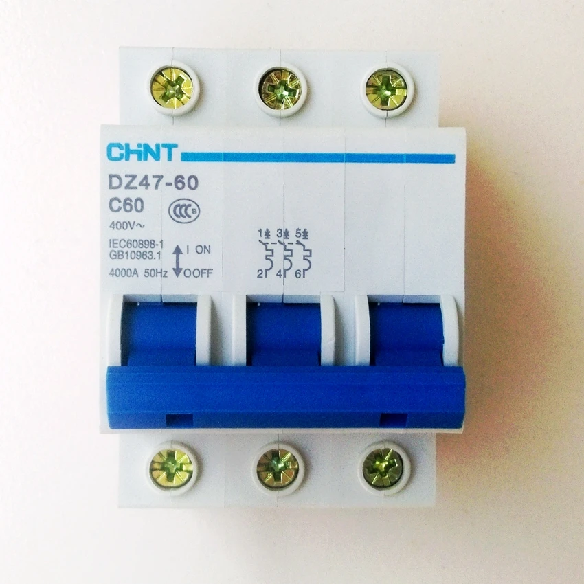 

Original CHNT C45 Mini Circuit Breaker DZ47-60 3 Poles C Type 60A 400V MCB