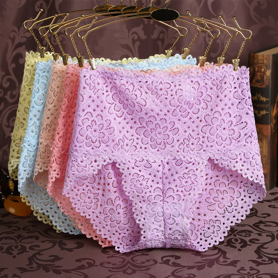 Женские трусы с высокой талией сексуальные кружевные из бамбукового волокна