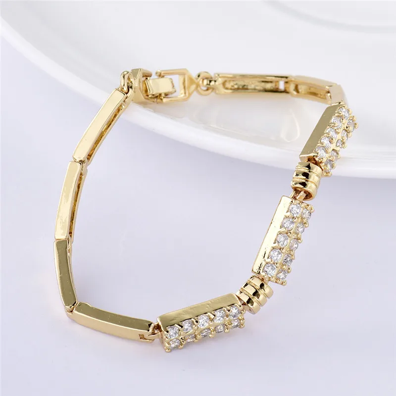 BUDONG 18cm Fashion Women Bracelet Vintage Bracelets for Silver/Gold Color Cubic Zirconia Bangle XUL019 | Украшения и аксессуары