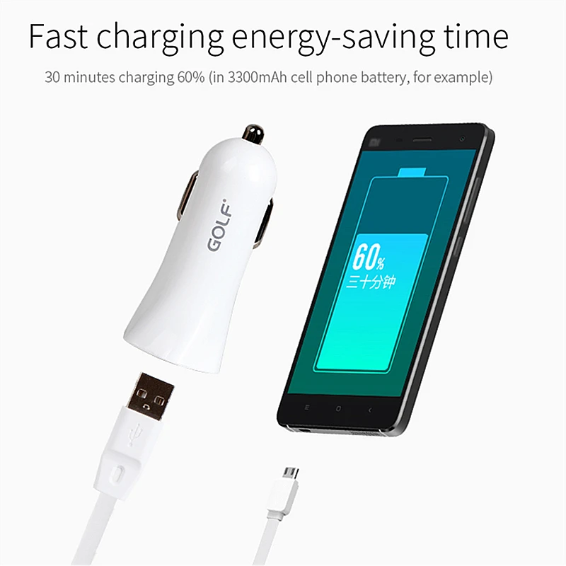 Быстрая зарядка GOLF автомобильное зарядное устройство USB для iPhone X iPad Samsung Huawei Xiaomi