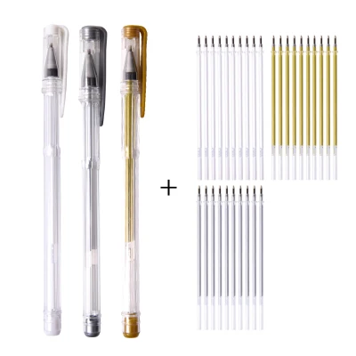 Pens Refills Set 0,7 мм белый цвета: золотистый, серебристый ярче гелевая ручка Line Draw Ручки Вкладыш для художественный маркер дизайн комикс манга-арта маркер для выделения текста - Цвет: Pens Refills Set