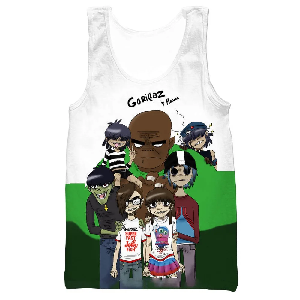 Музыкальная лента Gorillaz 3D Печатный Топ на бретелях для мужчин модный крутой