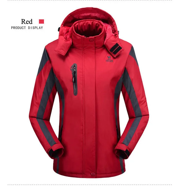 Women red Лыжные куртки для мужчин и женщин, Теплые Водонепроницаемые Дождевики, куртки для походов на открытом воздухе, зимние спортивные куртки для сноуборда, катания на лыжах - Цвет: Women red