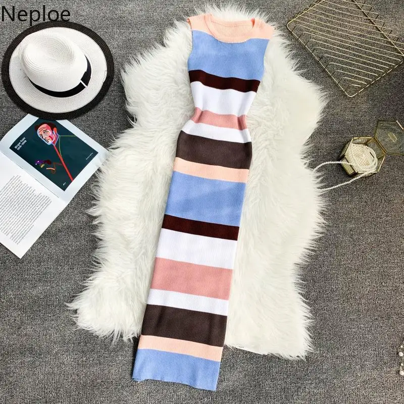 Neploe Лето 2019 женское платье новое поступление Полосатое без рукавов Vestidos