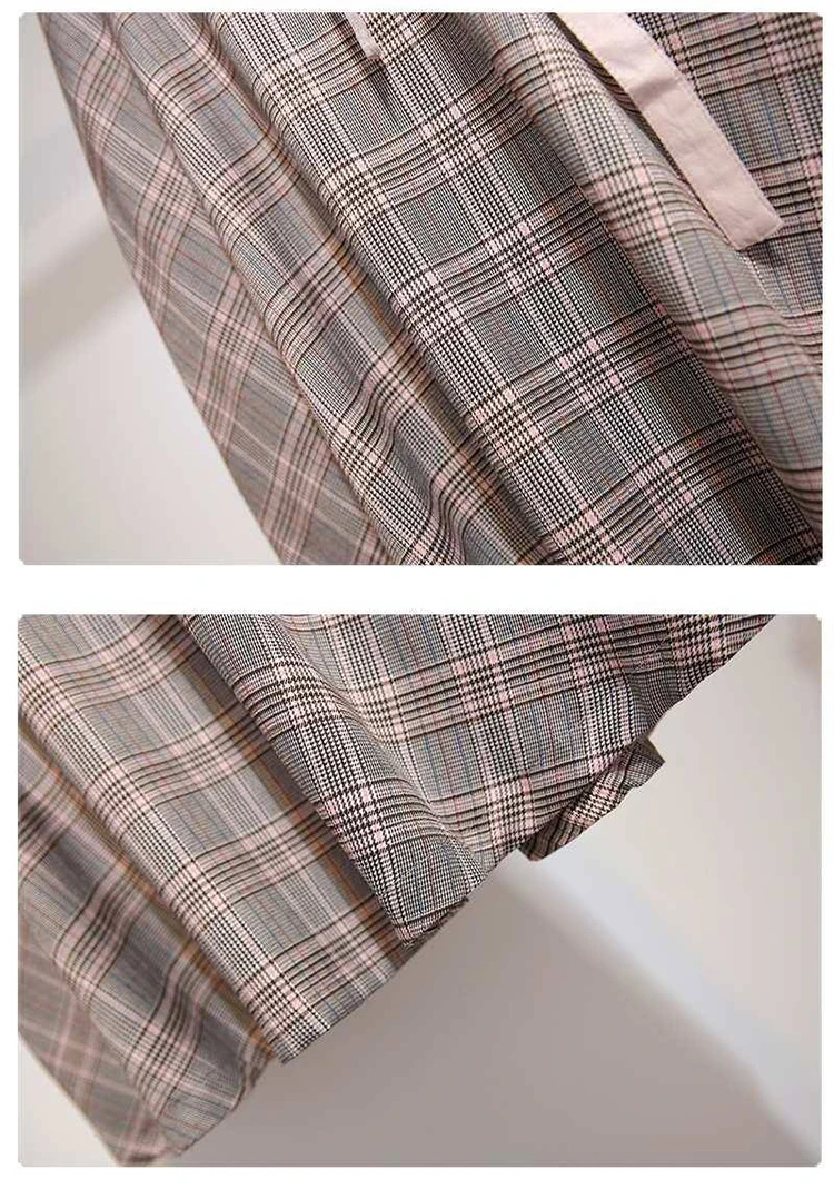 Корейский Стиль Высокая талия клетчатая юбка женская шикарная трапециевидная юбка миди Женская Весенняя кружевная юбка Винтаж Осень Spodnica