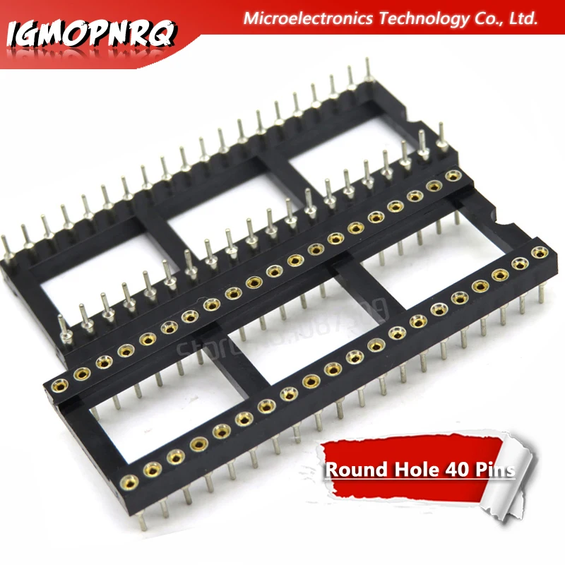 

5pcs DIP40 Round Hole 40 Pins 2.54MM DIP IC Sockets Adaptor Solder Type 40 PIN IC Connector DIP40