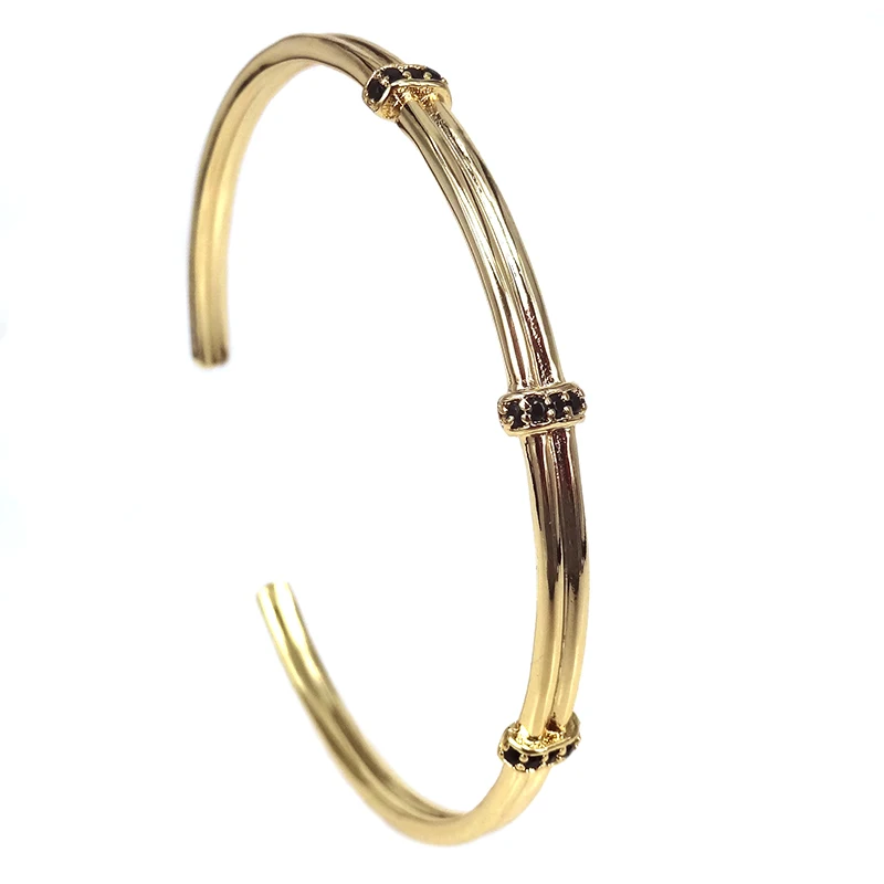 2019 Hot Fashion Classic Micro Pave Black Cz Open Bangles Bracelet Christmas Gift Cuff Bracelets for Men Women | Украшения и
