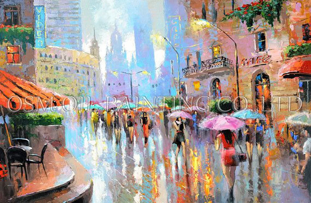 Художественный дизайн свежие цвета картина маслом на холсте Impression Streetscape ручная