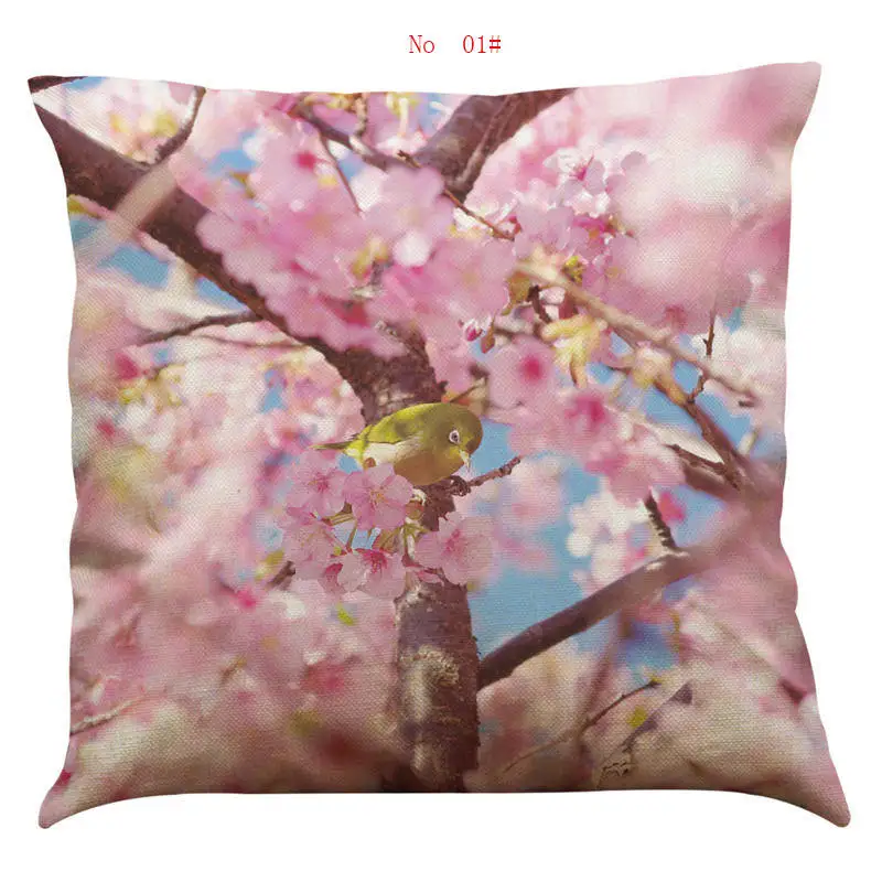45cm*45cm Pink cherry blossoms pattern linen/cotton throw pillow covers couch cushion cover home decorative pillows | Дом и сад