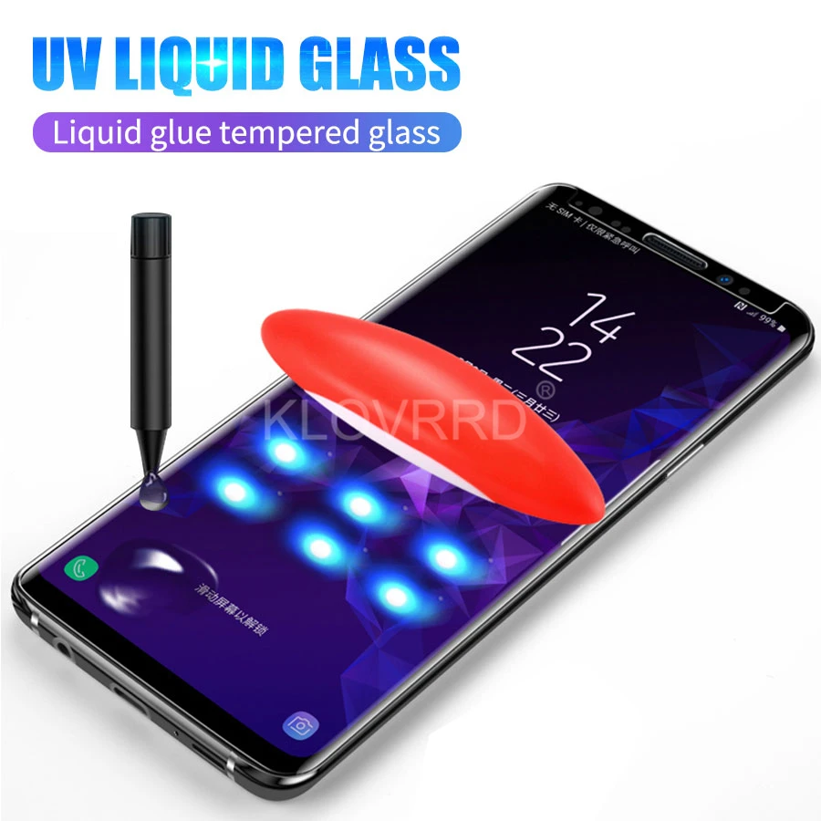 Для Samsung Galaxy S8 S9 S10 Plus Note 8 9 S10E UV жидкое 3D изогнутое полное клеевое Покрытие