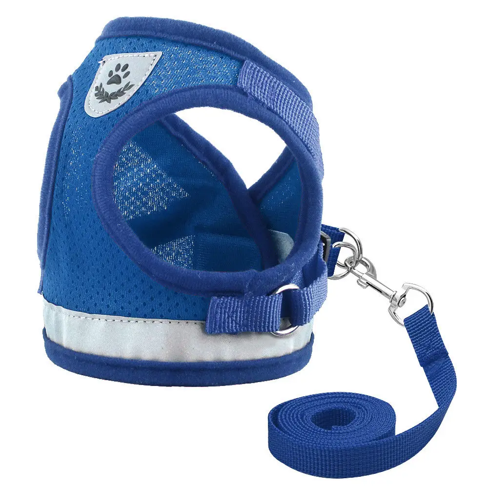 Синий Dog Cat Walking Jacket Harness Leash Pets Puppy Kitten Clothes Adjustable Vest H - Цвет: Синий