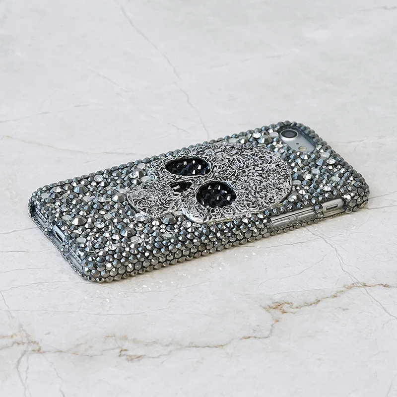 Чехол для телефона Samsung Galaxy S9 Plus с бриллиантовым металлическим 3D черепом глаз S8
