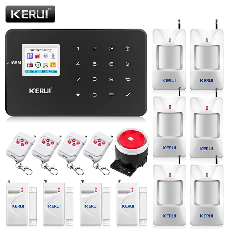 Black Alarm Kit5 KERUI G18 черная панель Беспроводная GSM домашняя система охранной сигнализации датчик охранной сигнализации комплект Android IOS телефон приложение дистанционное управление - Цвет: Black Alarm Kit5