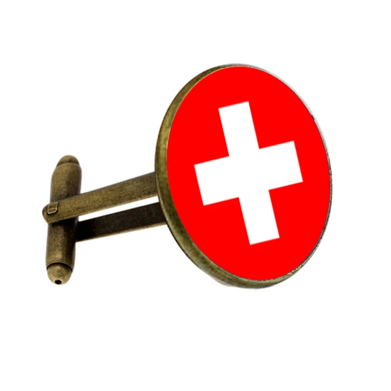 Высокое качество мужские ювелирные изделия Запонки флаг швейцарские запонки