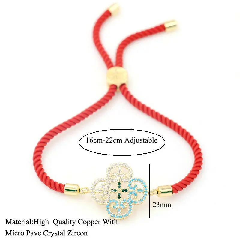 BPPCCR Minimalism Micro Inlay CZ Lucky Four Leaf Clover Couples Bracelet For Men Women Red Thread Shamrock Bracelets Jewelry | Украшения и