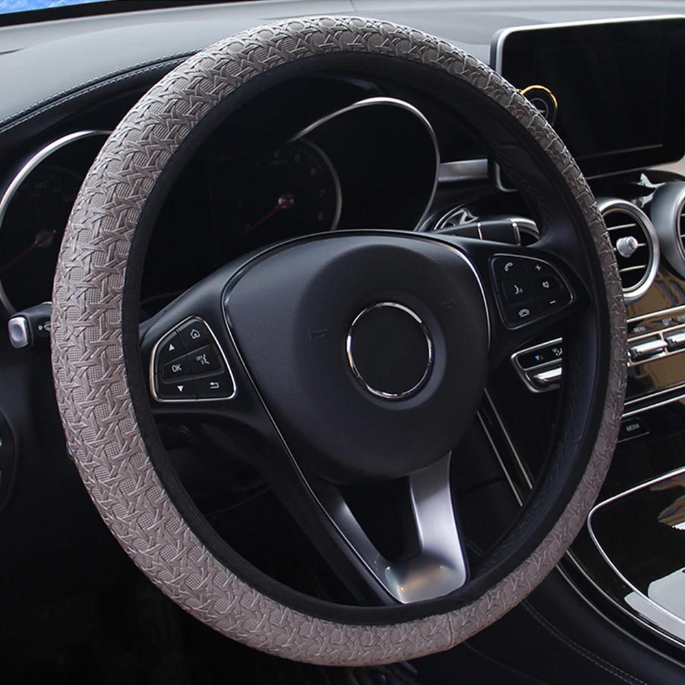 Grey FORAUTO чехол рулевого колеса автомобиля Универсальный диаметр 38 см Авто рулевые Чехлы автомобиля-Стайлинг Авто украшения аксессуары для интерьера - Название цвета: Grey