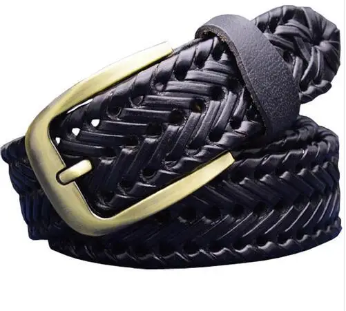 Ремень мужской плетеный из натуральной кожи модный дизайнерский пояс роскошный