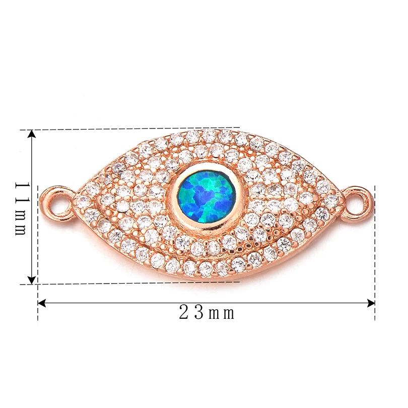 Neovivi Blue Opal CZ Trendy Devil's Eye Charm Women Men Bracelets Craft DIY Connector Cubic Zirconia Charms for Jewelry Making |
