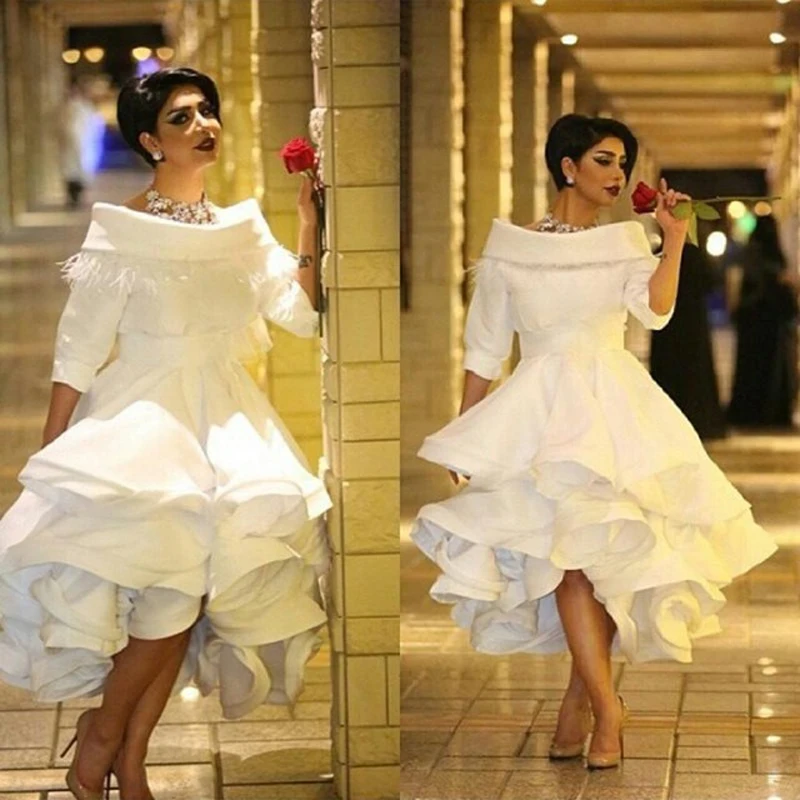 Женское свадебное платье ТРАПЕЦИЕВИДНОЕ ПЛАТЬЕ С полурукавами и оборками до