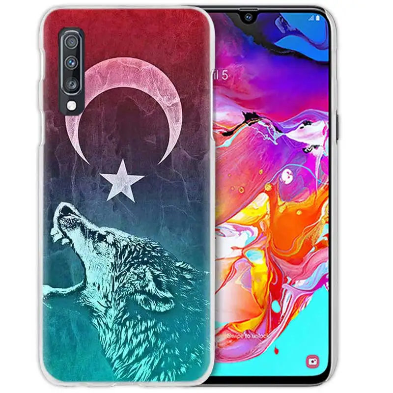 02 Турция чехол с флагом для samsung Galaxy A50 A70 A20e A40 A30 A20 A10 A8 A6 плюс A9 A7 Прозрачный жесткий чехол для телефона с изображением волка Coque Капа - Цвет: 02