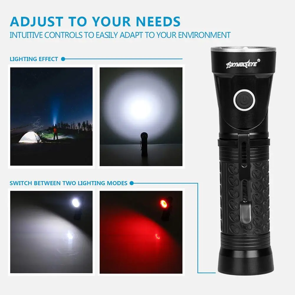 Портативный LED 4 режима вращающийся фонарик с регулируемой головкой тактический