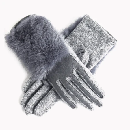 gray9858 Рождественский подарок, зимние, весенние, модные, зимние перчатки из овчины, верх из овчины, натуральная кожа, женские наручные перчатки для вождения - Цвет: gray9858