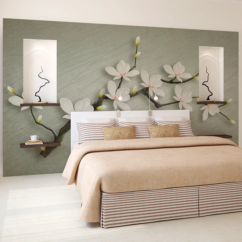 Пользовательские фотообои в китайском стиле Романтический цветок 3D Роспись брак