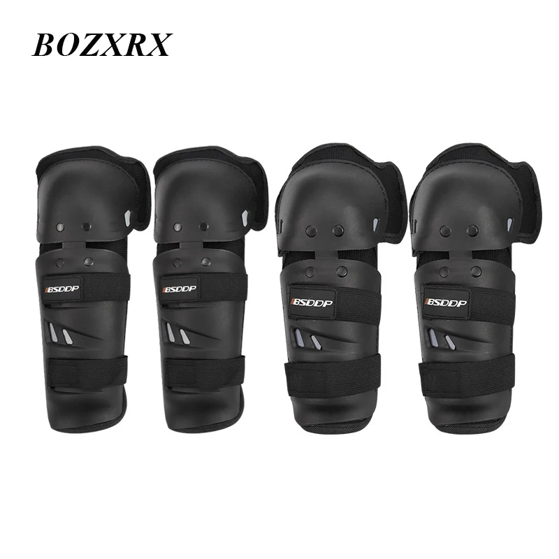 

BOZXRX 4 pcs black Riding Tribe Motorcycle Knee Pads Elbow Pads Motocross Protective Gears Moto Rider Hands and Leg Protection