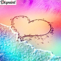 dispaint full squareround drill 5d diy diamond painting beach heart scenery 3d embroidery cross stitch 5d home decor a10373