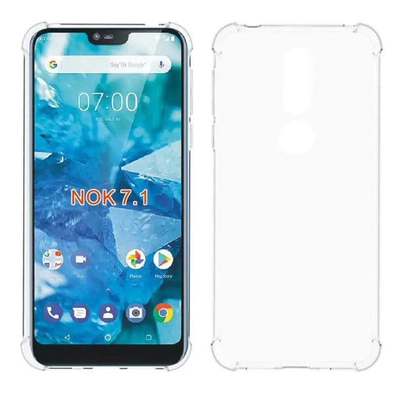 Для Nokia 7 1 и 8 чехол + закаленное стекло Прозрачный кремний TPU гелевый прозрачный