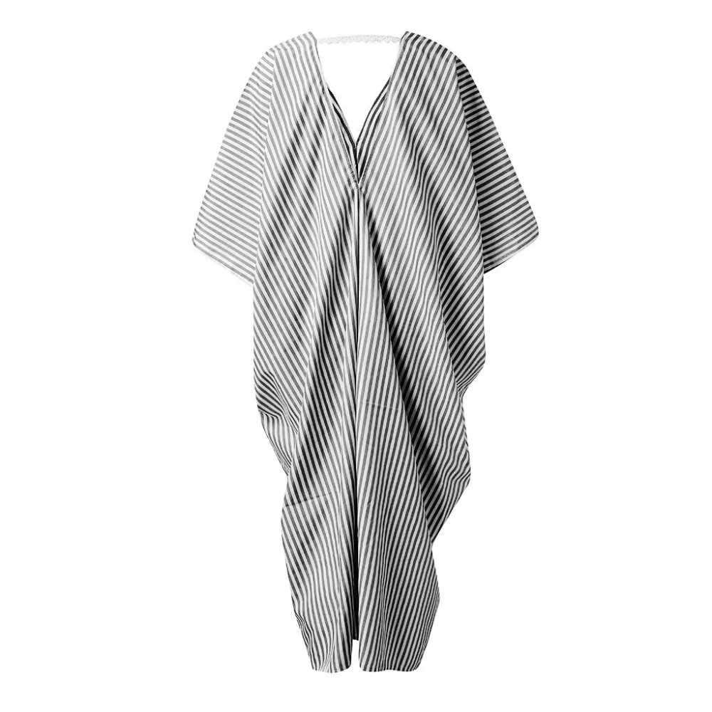 Женское праздничное платье в полоску прямое пляжное до пола с v образным вырезом