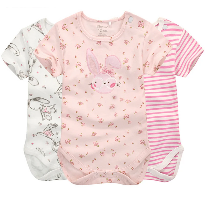 

y445 Rabbit series Baby clothing new baby clothes spring and summer baby short-sleeved jeans pure cotton 3 pcs gift packaging