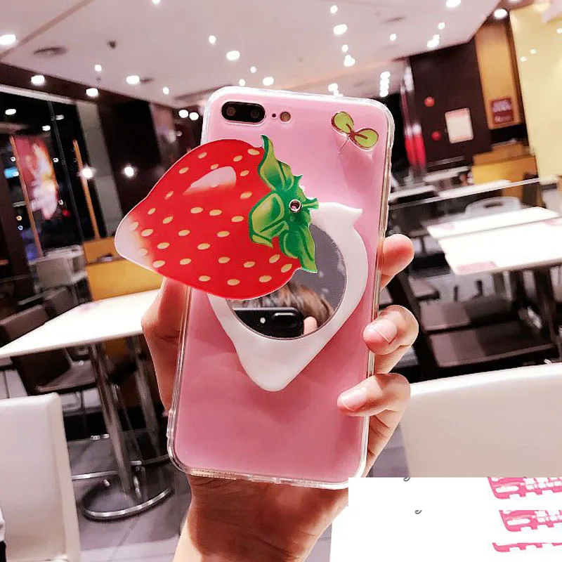 Summer Cute Fruits Phone Case For iPhone 6 6S 7 8 Plus 3D Lemon Grapefruit Mirror Watermelon Protective Soft Mobile Cover | Мобильные