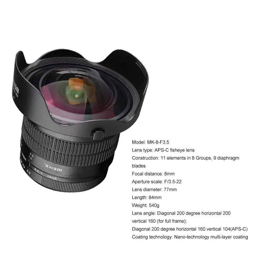 Meike MK-F-8-3.5 8 мм f/3 5 Рыбий глаз объектив для NIKON DSLR камеры D500 D810 D800 D3200 D5500 D5600 D7000 D7100 с
