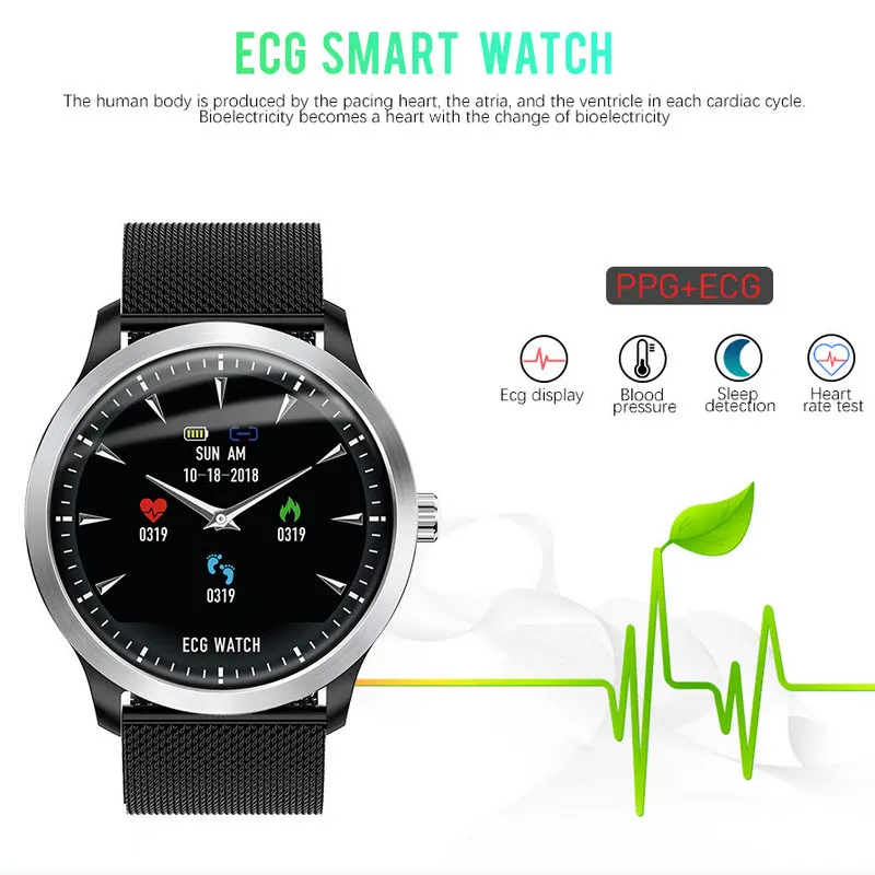 N58 ЭКГ PPG Смарт-часы с электрокардиографом экг дисплей holter пульсометр Монитор