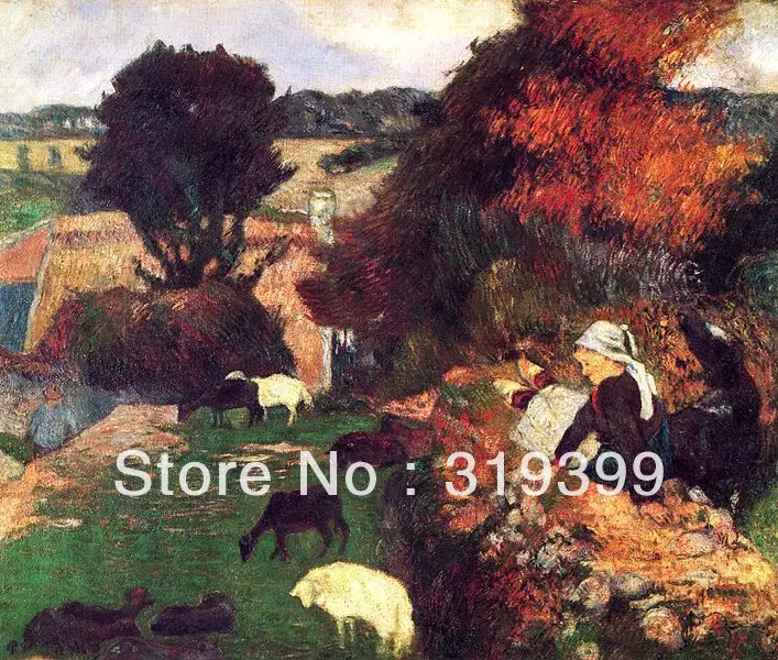 Картина маслом на льняном холсте Paul Gauguin ручной работы ла Бергер бретонне