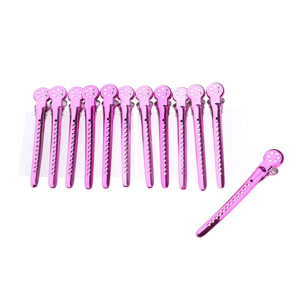 Pink 9.5x1.5 cm 12 шт. Безопасный металлический зажим для волос салон шпильки загнутые защелки парикмахерские инструменты - Цвет: Pink 9.5x1.5 cm