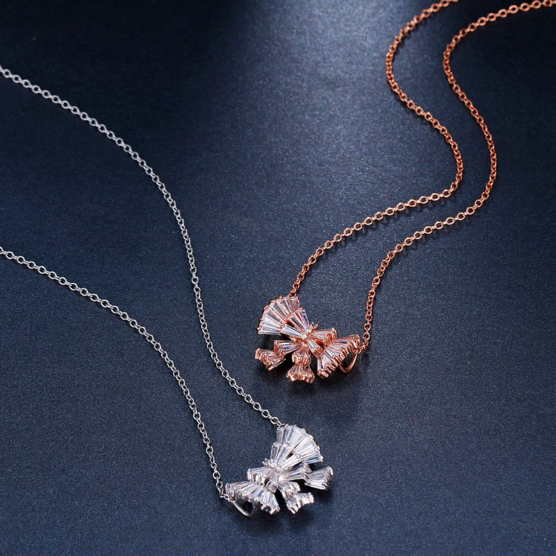 Emmaya бренд оригинальность мода лук кулон AAA кубический циркон два цвета Jewely ожерелья для мужчин женщин Florid Свадебная вечеринка подарок