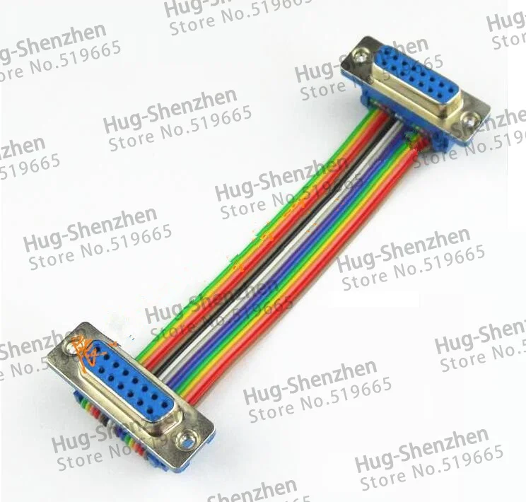 Высококачественный ленточный кабель DB15 блестящий штекер гнездо/гнездо