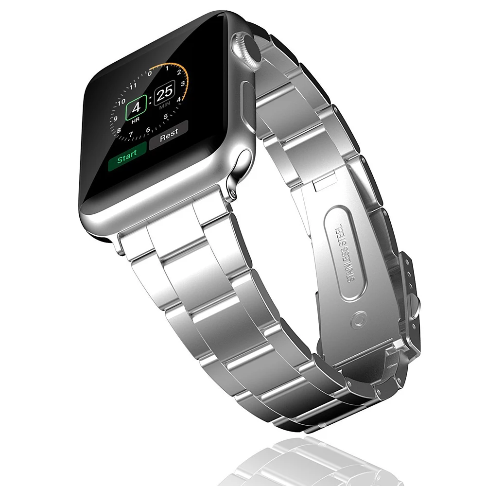 Stainless Steel Watch Band For iWatch Apple Strap Link Bracelet Accessories 38mm 42mm Classical Lock with Adapter | Наручные часы