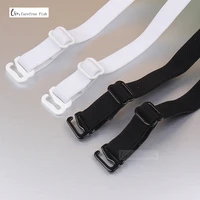 1 pair good quality black white 1cm width nylon elastic bra straps with metal clips
