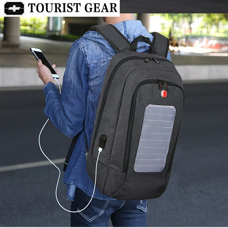 Дизайнерский рюкзак на солнечной батарее, мужской рюкзак mochila с usb зарядкой, рюкзак для путешествий, 15,6 дюймов, швейцарский рюкзак для ноутбука, женский водонепроницаемый рюкзак