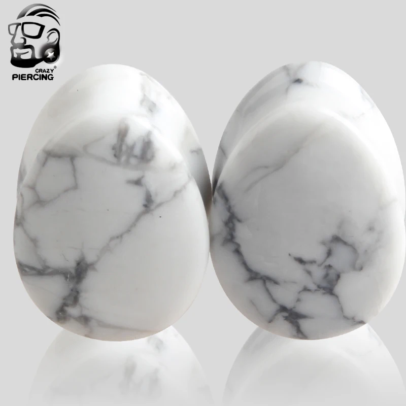 Белый Howlite капли слез из камня туннели для ушей 5 мм 25 мм|stone ear plug|plugs and tunnelsflesh tunnel |