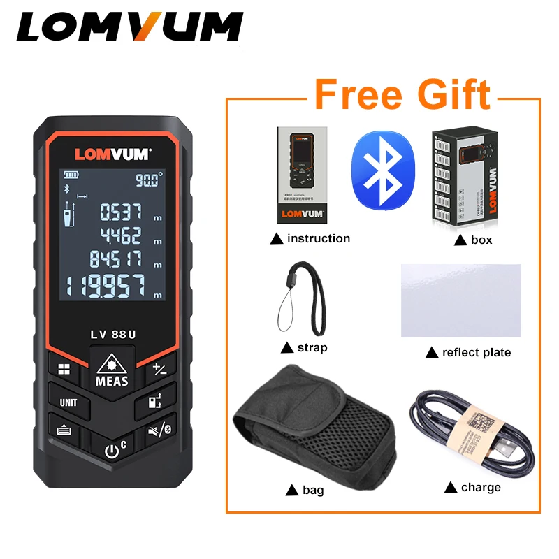 

LOMVUM New Arrival Bluetooth USB Laser Rangefinders Digital Laser Distance Meter Distance Battery-powered Measurer Laser