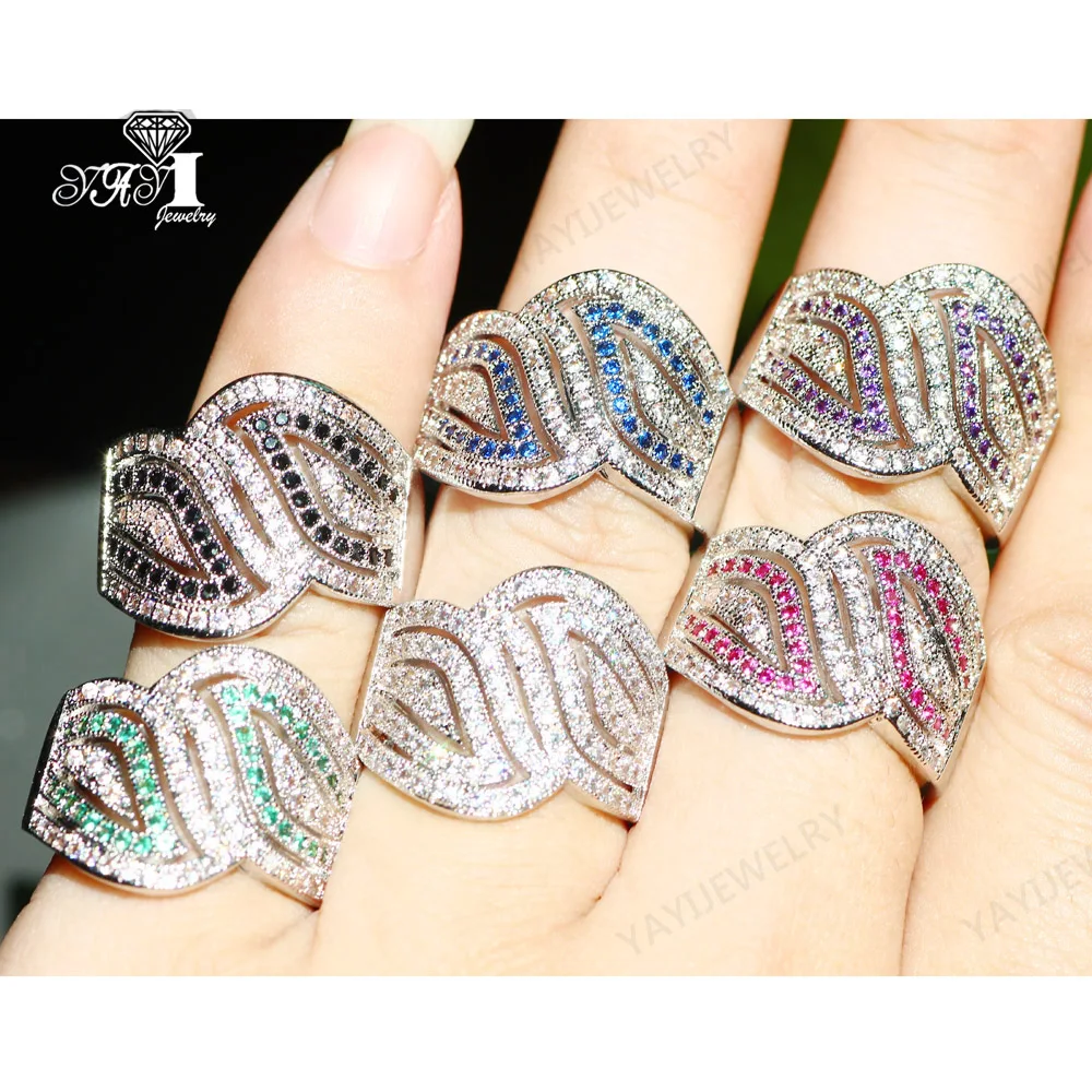 YaYI кольцо с голубым кристаллом 5.6CT мульти заполнение циркониевым серебром обручальные кольца свадебные кольца сердце день Святого Валентина девушки кольцо 042