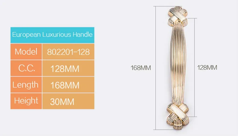 

European Luxurious Handles C.C.:128mm L:168mm H:30mm Zinc Alloy Drawers Pulls