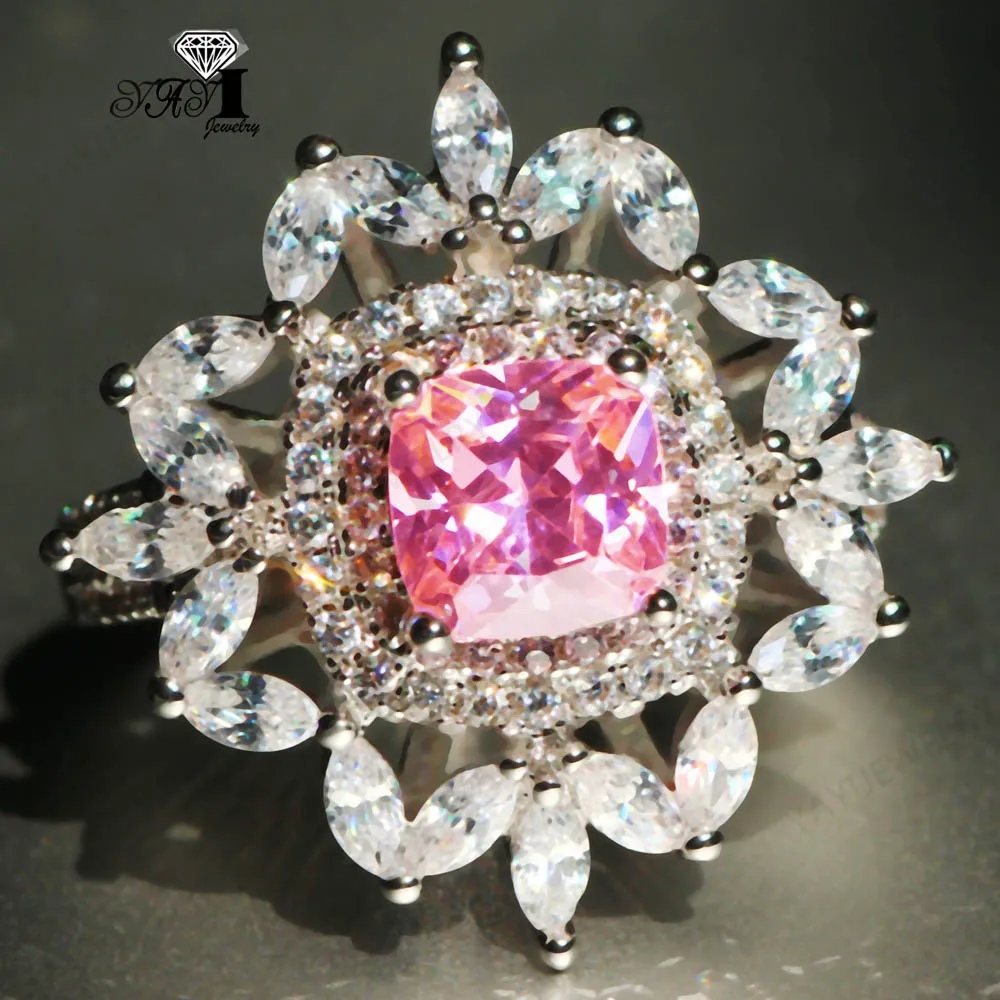 Ювелирные изделия YaYI Принцесса Cut 8 CT Розовый циркон серьги из серебра