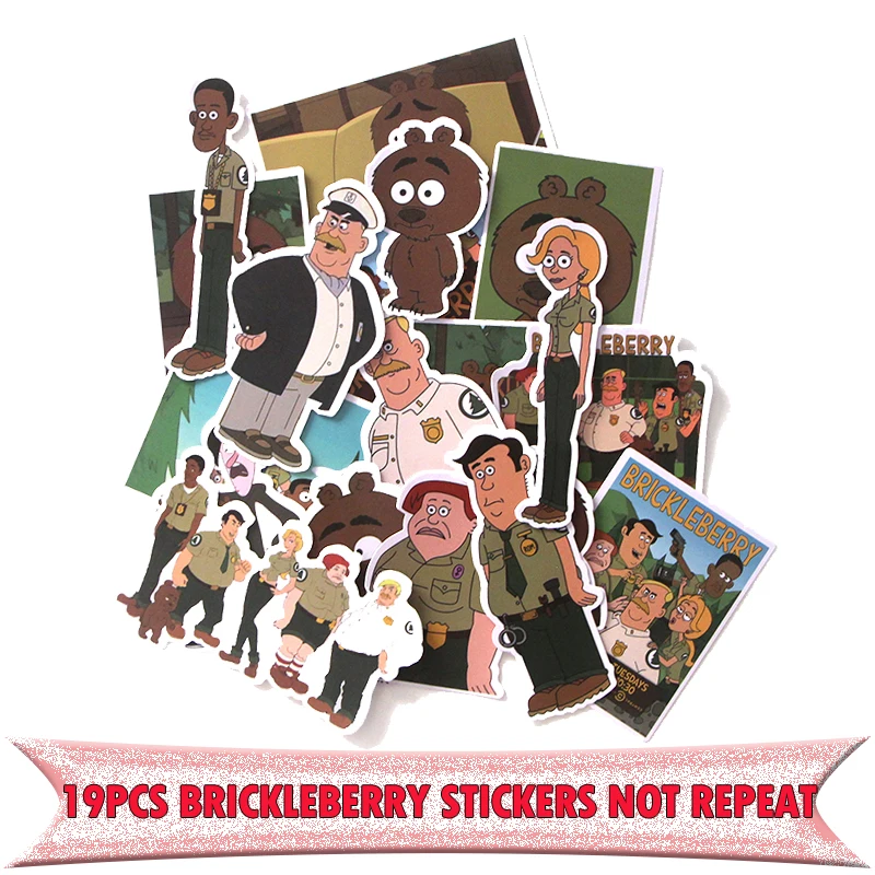 19 шт. Brickleberry мультфильм винтажные изделия ручной работы Скрапбукинг альбом багаж ноутбук мотоцикл трафарет Водонепроницаемая наклейка E0044