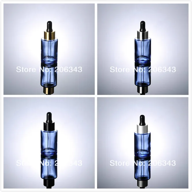 Прозрачная голубая стеклянная бутылка капельница 30 мл для эфирного