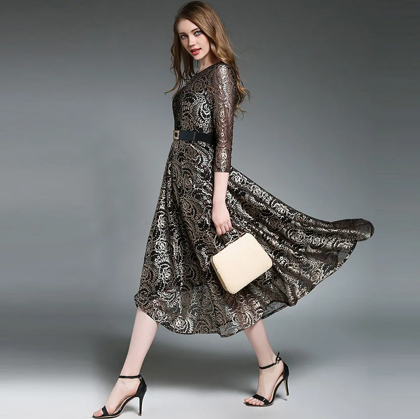 Женское кружевное платье Boho подиумное дизайнерское с вышивкой в виде кота